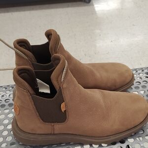 Heu Dude Brown Leater Men Pull On Chukka Boots Sz 9M